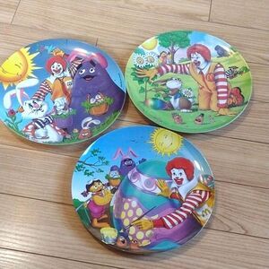 McDonald's Set of 3 Vintage Easter Melamine Plates with Ronald McDonald